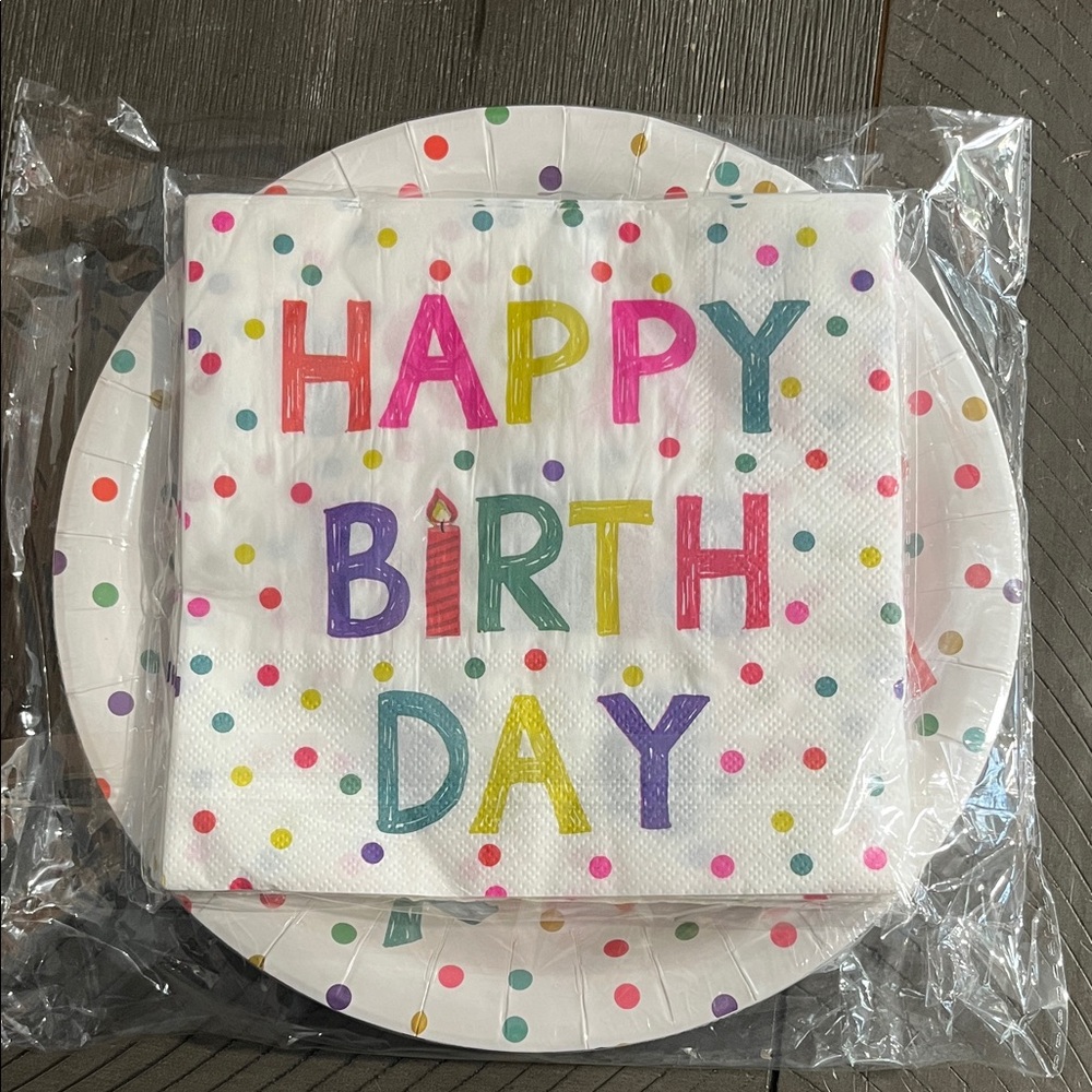 New 40 Piece Happy Birthday Plate And Napkin Set (20) Of Each.
